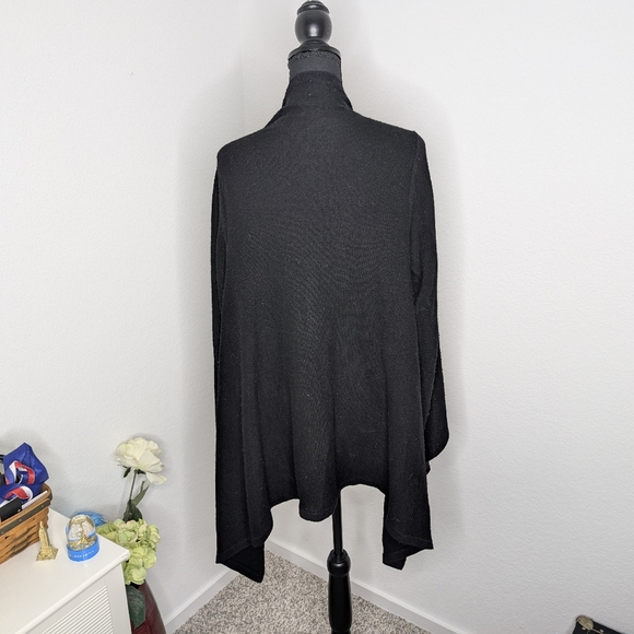 💘 Qi Cashmere Womens  Jersey Waterfall Wool & Cashmere-Blend Cardigan, Black - Picture 5 of 7